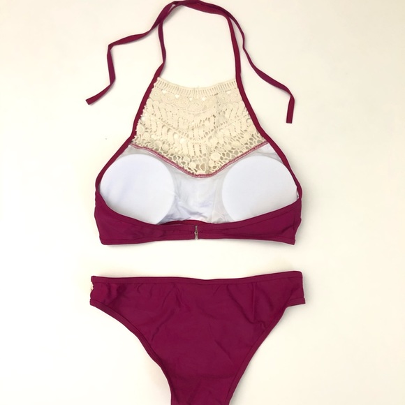 High Neck Lace Bikini Set L - Picture 3 of 4